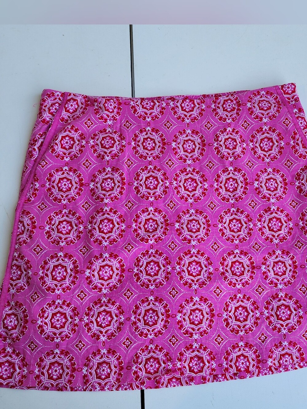 Golftini Pink Red Geo Print SKORT Pockets Cotton Side Slits Built-In Shorts 6